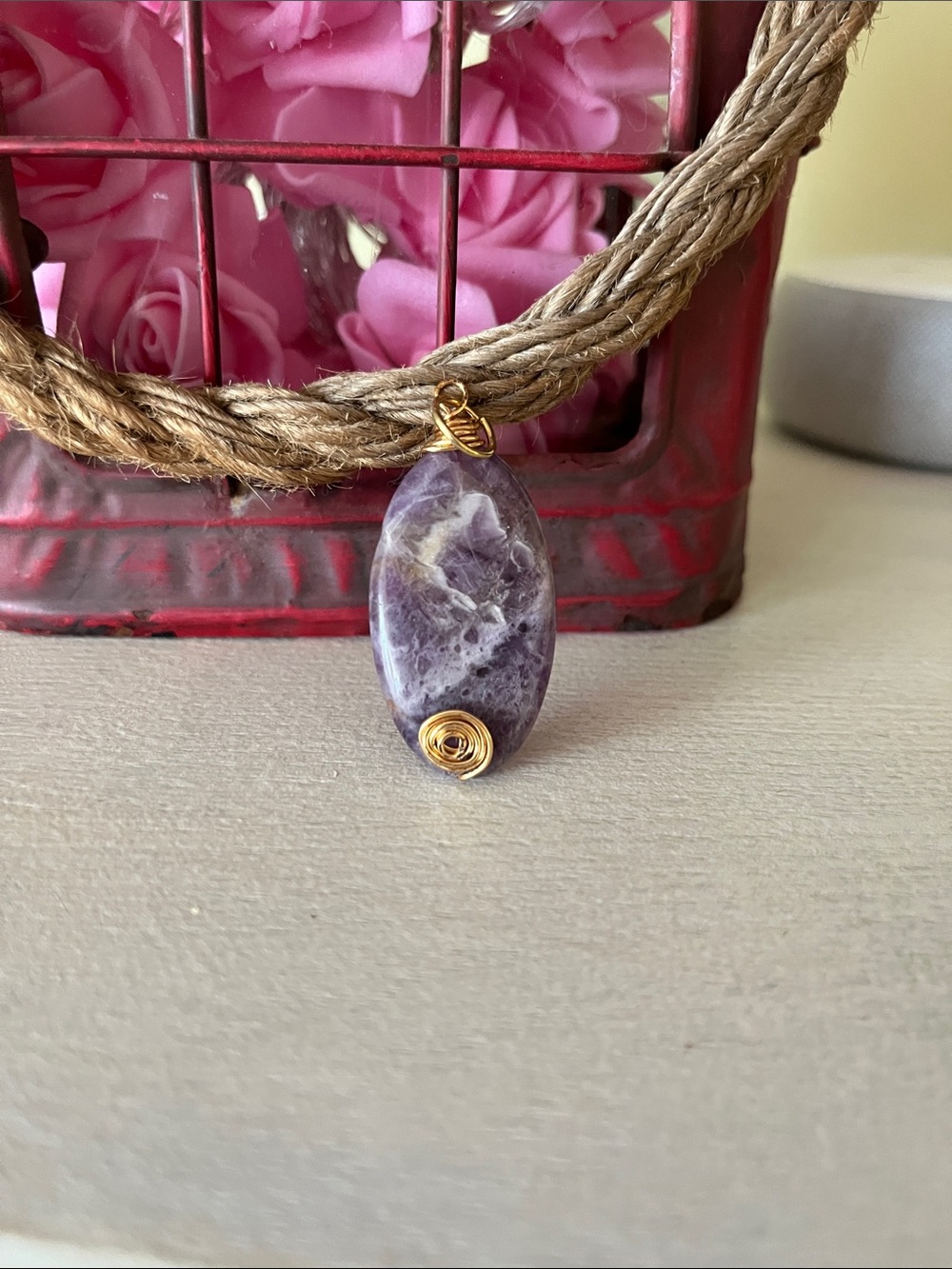 Purple, amethyst, stone pendant